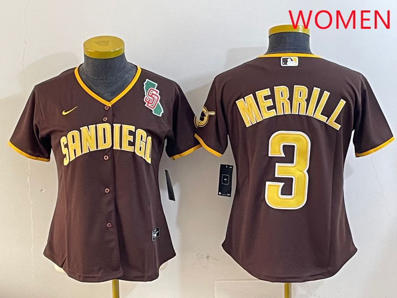 Women San Diego Padres #3 Merrill Brown Game 2025 Nike MLB Jersey style 1->youth mlb jersey->Youth Jersey